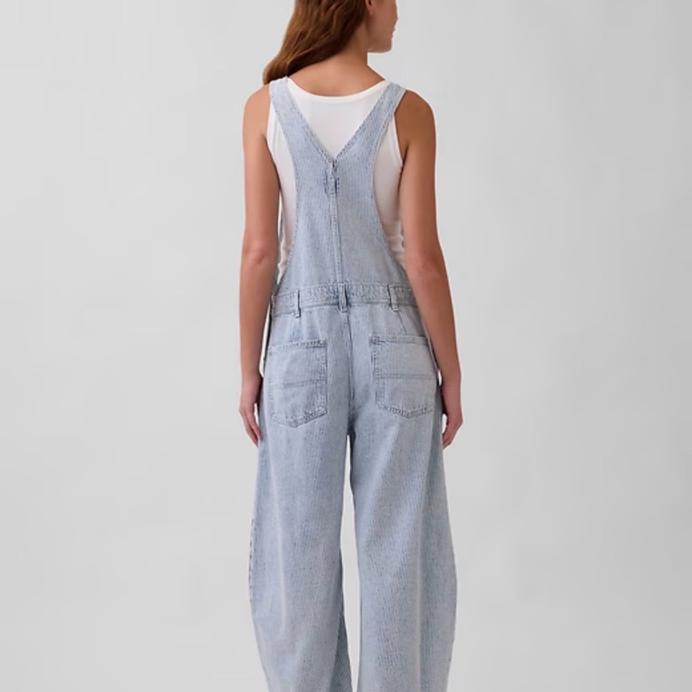 GAP Light Blue Denim Overalls - Wide Leg - Picture 2 of 3